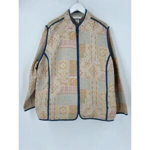 Napa Valley Blues Jacket Womens 2X Beige Full Zip Tapestry Classic Casual Canvas